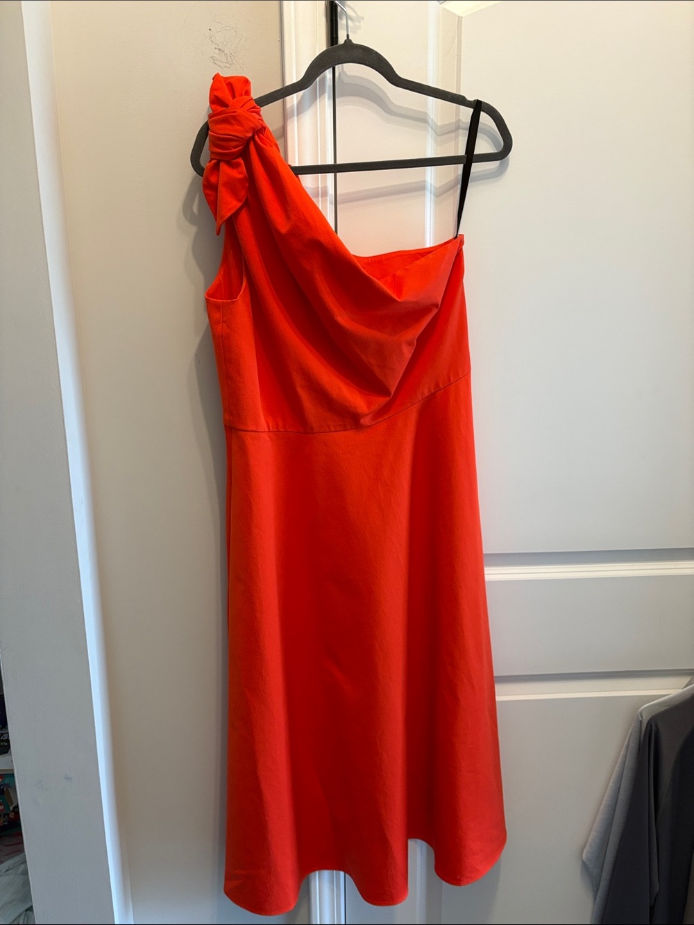 kate spade orange One-Shoulder Knot Midi Dress